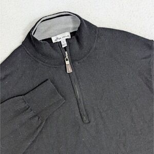 Peter Millar Men's Black Crown Soft Merino-Silk Quarter Zip Sweater Hole